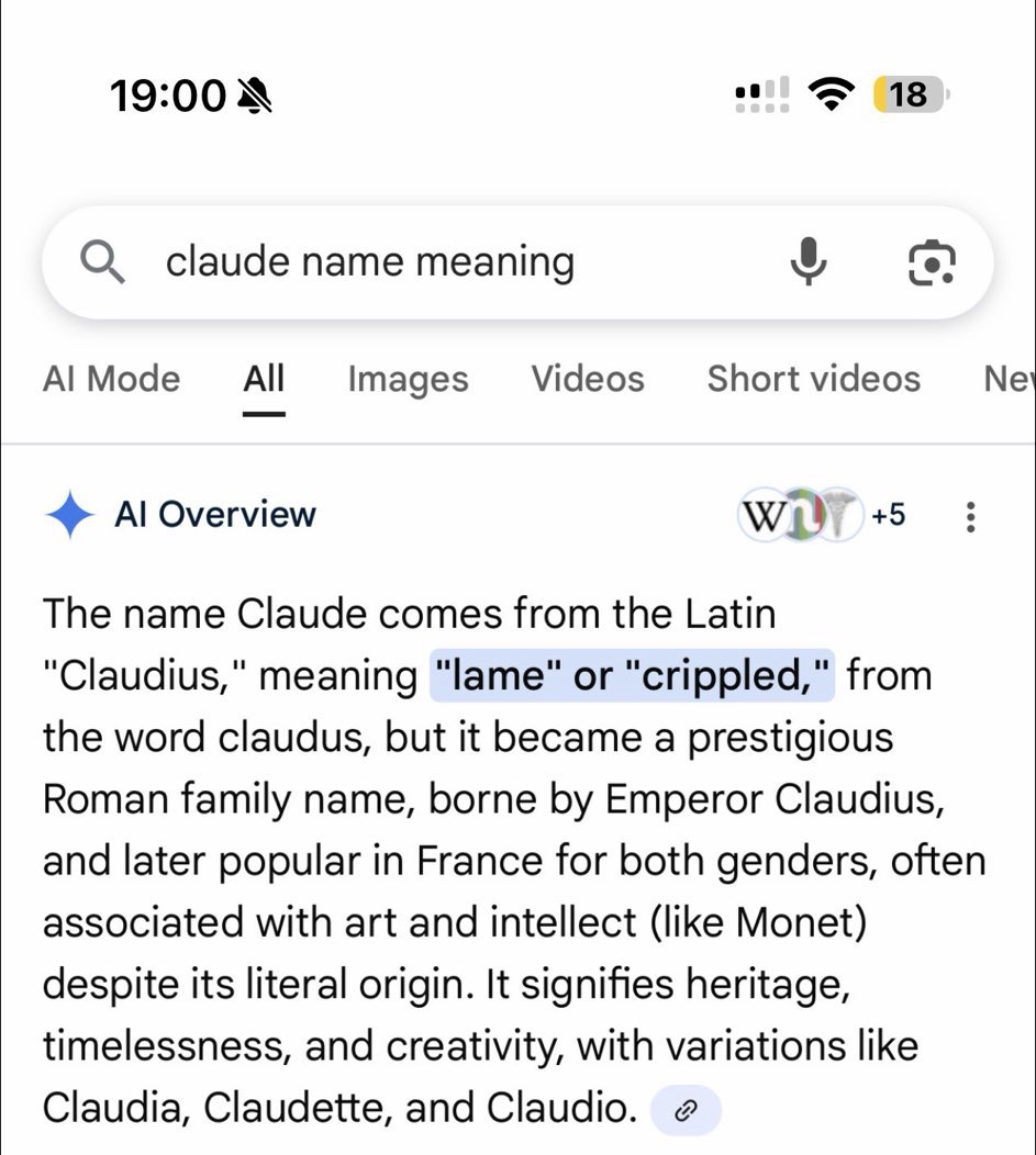 Search result: Claude comes from a Latin word meaning lame